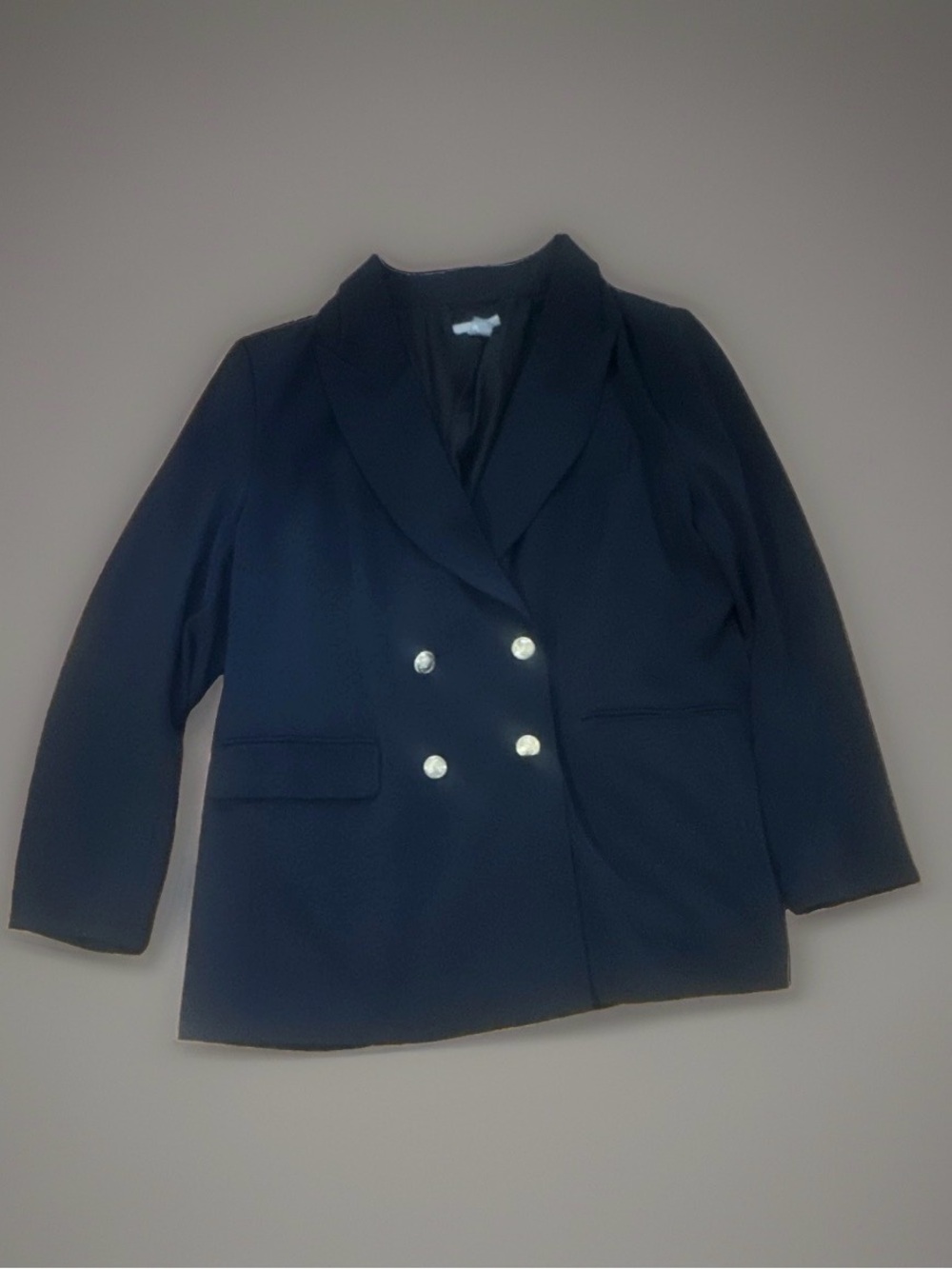 H&M Classic Double-Breasted Women's Blazer Jacket - Dark Navy Blue XL